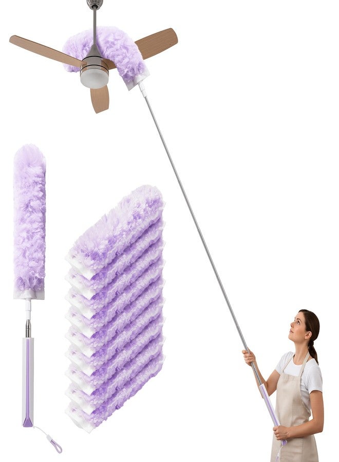 JOYMOOP Ceiling Fan Cleaner Duster and Cobweb Duster with Extension Pole, 28–98 Inch Handle and 9 Refills for High Ceilings and Furniture - Image 1
